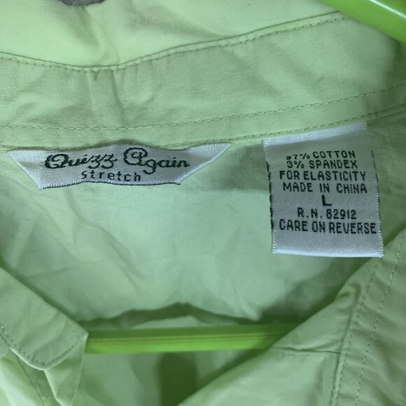 Quizz Again Womens L Shirt Light Green Button Up 3/4 Sleeve Eclectic Minimalist - Picture 6 of 16